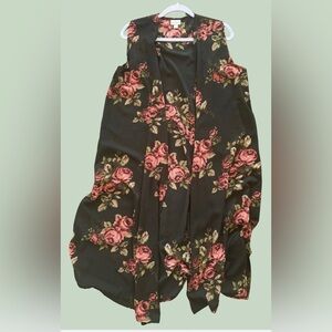 LuLaRoe Floral Vest - Black and Pink